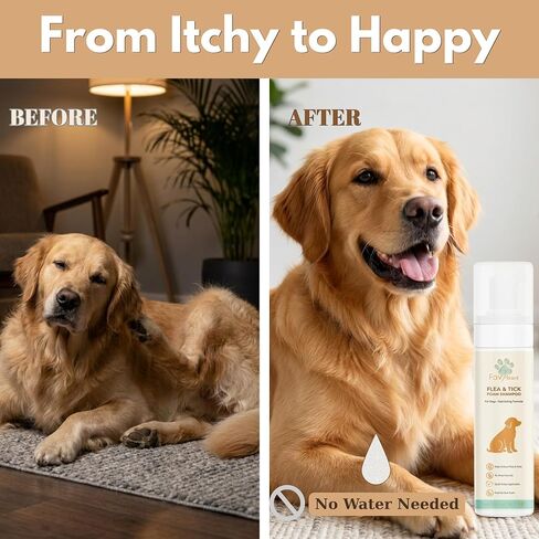 Flea & Tick Dog Waterless Foam Shampoo – No Rinse Grooming Formula – Gentle Care Coat Cleansing – Fresh Clean Scent – Dry Shampoo for Dogs and Puppies-200 ml (6.7 fl oz) in Kuwait