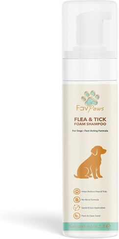 Flea & Tick Dog Waterless Foam Shampoo – No Rinse Grooming Formula – Gentle Care Coat Cleansing – Fresh Clean Scent – Dry Shampoo for Dogs and Puppies-200 ml (6.7 fl oz) in Kuwait