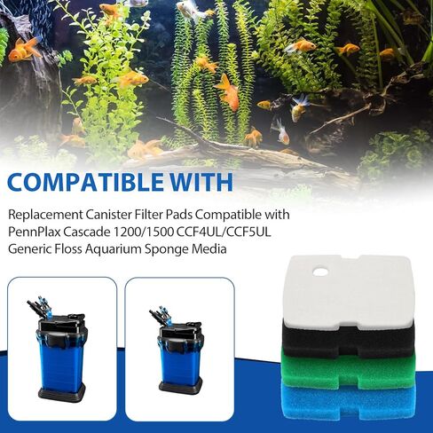 منصات تصفية علبة بديلة متوافقة مع PennPlax Cascade 1200/1500 CCF4UL/CCF5UL وسائل الإعلام الإسفنجية لحوض السمك، علب بديلة مرشحات الإسفنج لأحواض السمك خزان الأسماك خزان السلاحف in Kuwait