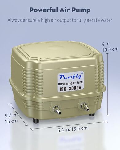 مضخة هواء لحوض السمك 254 GPH من Pawfly، مهوية أكسجين بمنفذ مزدوج هادئ وقابل للتعديل مع أنابيب طيران بطول 13 قدم وصمامات فحص لبرك خزانات الأسماك سعة 300 جالون in Kuwait