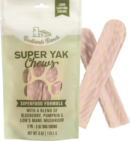 BADLANDS RANCH Super Yak Chews, Superfood Formula Dog Chews for Small Dogs, Long-Lasting Cow Milk Chews with Blueberry, Pumpkin & Lion’s Mane Mushroom, 5 x 1 oz in Saudi Arabia