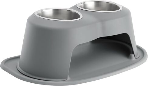 نظام تغذية الحيوانات الأليفة ذو الارتفاع المزدوج من WeatherTech - أوعية مرتفعة للكلاب/القطط - ارتفاع 8 بوصة، رمادي داكن (DHC3208DGDG) in Kuwait