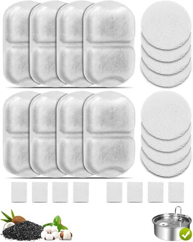 8 Set Replacement Filters for 7L/230oz/1.8G Stainless Steel Dog Water Dispenser, ZEKIRY Dog Fountain Filters, Triple Filtration Cat Water Fountain Filter, Replacement Filter for Pet Home in Kuwait