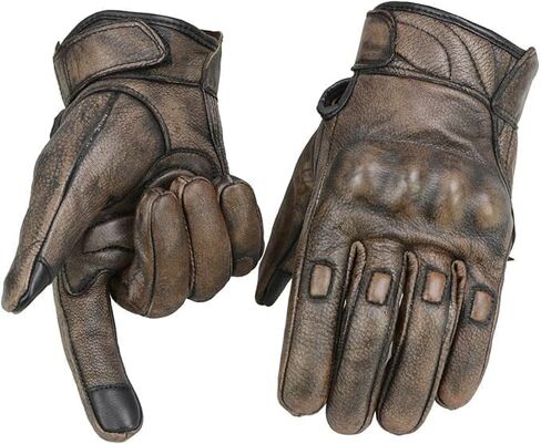 Milwaukee Leather Men's Distressed Brown Leather Gloves with Gel Palm and Knuckle Protectors in Saudi Arabia
