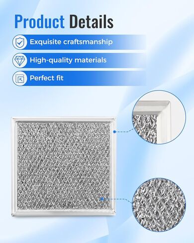 4Pcs 6.7 x 6.3 Microwave Grease Filter Fit for GE JVM6175EK4ES JVM7195SK1SS JVM7195FL1DS JVM7195EF1ES JVM6175SF1SS PVM9179SK4SS, Microwave Vent Filter Replacement in Kuwait
