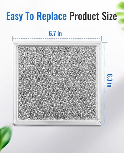 4Pcs 6.7 x 6.3 Microwave Grease Filter Fit for GE JVM6175EK4ES JVM7195SK1SS JVM7195FL1DS JVM7195EF1ES JVM6175SF1SS PVM9179SK4SS, Microwave Vent Filter Replacement in Kuwait