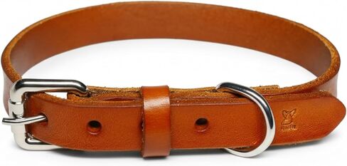 XanYu Premium Genuine Leather Dog Collar – Adjustable Heavy Duty Pet Collar with Sturdy Metal Buckle, Soft & Classic for Puppy and Small, Medium, Large Dogs (Tan) in Kuwait