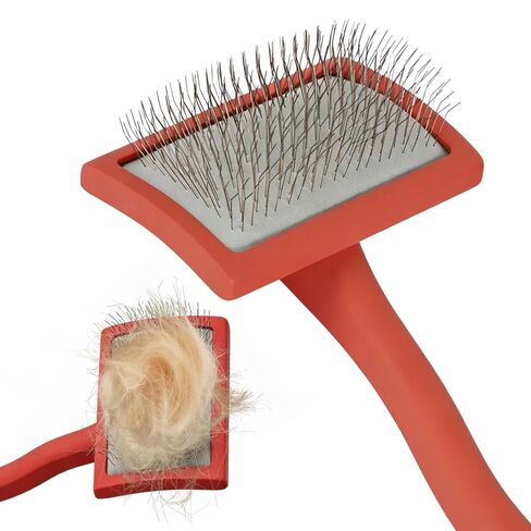 Small Slicker Brush for Cats and Dogs, Long Pin Deshedding Tool for Thick Undercoat, Professional Grooming Brush for Persian Cat Shih Tzu, Ergonomic Handle for Daily Use (Red, Small) in Kuwait
