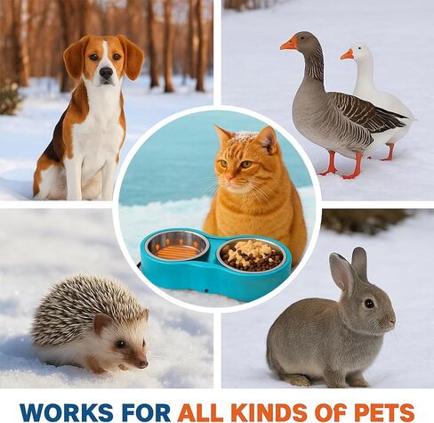 Pet Heated Bowl for Cat Dog, Freeze-Proof Warming Animal Food Feeder with Anti-Chew Cord,Waterproof & Thermostat Heating Bowls Removeable, (2 x 23 fl oz, Blue) in Kuwait