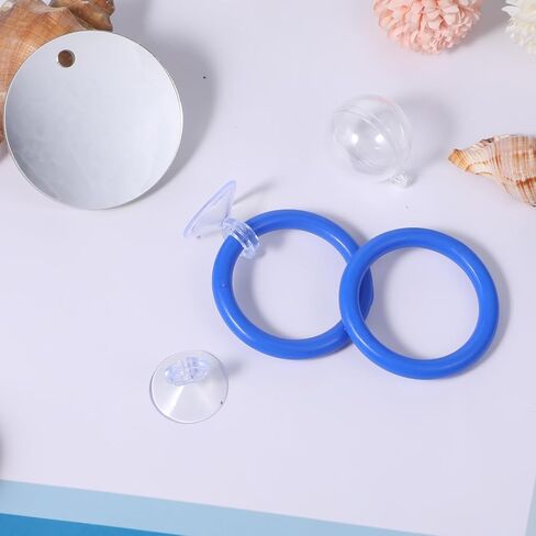 2Pcs Floating Feeding Ring Betta Mirror for Aquarium Betta Fish Tank Accessories Beta Fish Exercise Ring Set Fishes Feeding Rings for Tank Enrichment in Kuwait