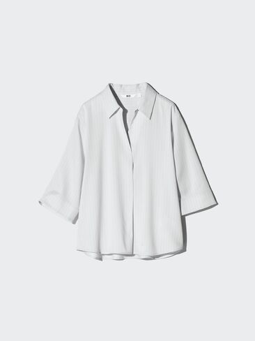 بلوزة Uniqlo رايون بياقة سكيبر | 3/4 كم | مخطط in Kuwait