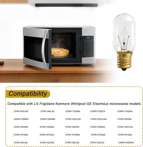 4PCS T8 E17 120V 30W Microwave Light Bulbs with Brass Base Compatible with GE LG Kenmore Frigidaire Whirlpool Replace#: 5304464090 5304461116 WB36X10328 WB36X10132 PS1481517 PS1765541 WB36 in Kuwait