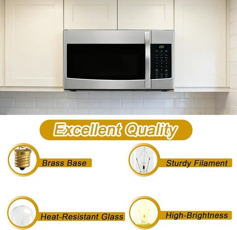 4PCS T8 E17 120V 30W Microwave Light Bulbs with Brass Base Compatible with GE LG Kenmore Frigidaire Whirlpool Replace#: 5304464090 5304461116 WB36X10328 WB36X10132 PS1481517 PS1765541 WB36 in Kuwait