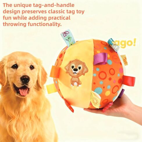 Dog Tag Toy，Squeaky Plush Toy,6-Inch Soft Stuffed Cotton Ball, Built-in Bell，Interactive Retrieval Toy for Puppies & Small Medium Dogs, Puppy Play Gym & Busy Toys in Kuwait