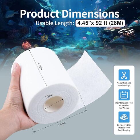 2 Pack Replacement Fleece Roll Compatible with Red Reef 500, 92 Ft x 4.45" High, High Compatible Filtration System for Coral Tanks, Automated Maintenance in Kuwait