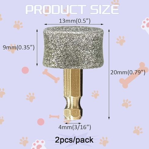 Dog Nail Grinder Wheels Head Bits 2PCS, Diamond Grinding Wheels Compatible for Casfuy, LOPSIC, YABIFE, LuckyTail, boomki, and Most Brands in Kuwait
