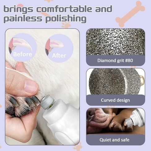 Dog Nail Grinder Wheels Head Bits 2PCS, Diamond Grinding Wheels Compatible for Casfuy, LOPSIC, YABIFE, LuckyTail, boomki, and Most Brands in Kuwait