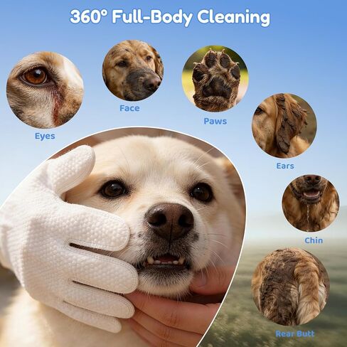 Pet Hydrosol SPA Glove Wipes, 10 Individually Wrapped Packs, No Rinse Dog & Cat Grooming Wipes, Deodorizing Waterless Pet Cleaning Gloves with Jojoba Oil & Olive Oil for Travel & Home in Kuwait