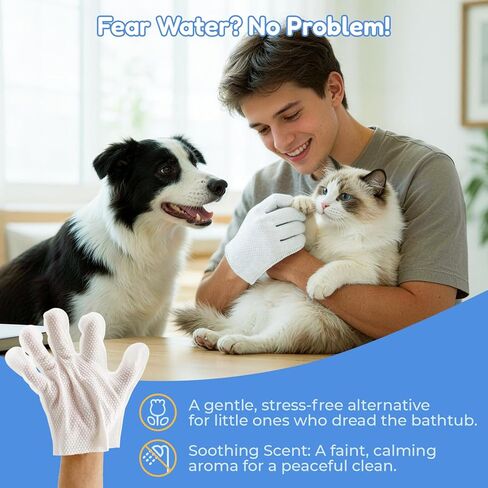 Pet Hydrosol SPA Glove Wipes, 10 Individually Wrapped Packs, No Rinse Dog & Cat Grooming Wipes, Deodorizing Waterless Pet Cleaning Gloves with Jojoba Oil & Olive Oil for Travel & Home in Kuwait