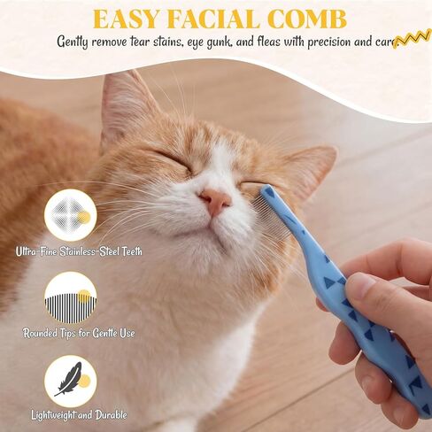 Pet Eye Comb Bulk Stainless Steel Facial Comb for Dogs Cats Gentle Tear Stain Remover Cat Grooming Kit in Kuwait