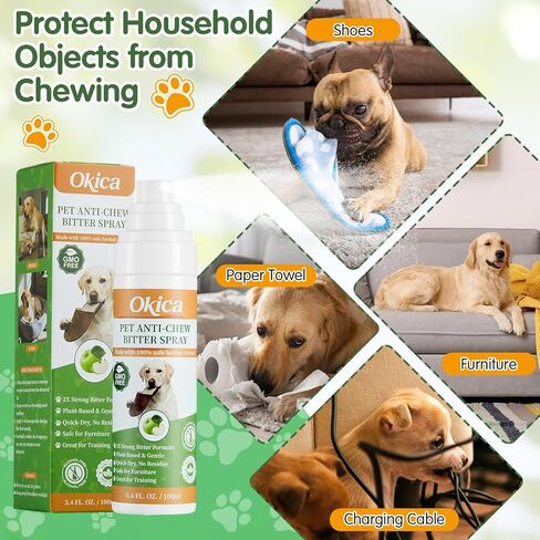 Bitter Apple Spray for Dogs - No Chew Spray for Dogs to Stop Barking Marking and Nibbling - Natural Ingredients Dog Repellent Spray for Furniture and Your Belongings Green in Kuwait