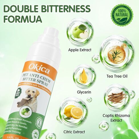 Bitter Apple Spray for Dogs - No Chew Spray for Dogs to Stop Barking Marking and Nibbling - Natural Ingredients Dog Repellent Spray for Furniture and Your Belongings Green in Kuwait