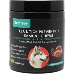 Flea and Tick Prevention for Dogs - 180 Vet-Approved Natural Soft Chewables Treatment | US-Formulas Oral Supplement for Puppy, Adult & Senior | All Breeds Sizes - Beef & Liver Flavor in Kuwait