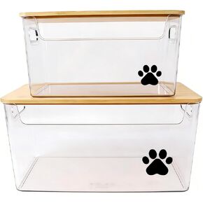 2pack Dog Storage Organizer, Clear Dog Treat Container with Bamboo Lids, Stackable Pet Treat Organizer, Ideal for Organizing Dog Cat Treat Snack,Chews, Can Food,Supplements in Saudi Arabia