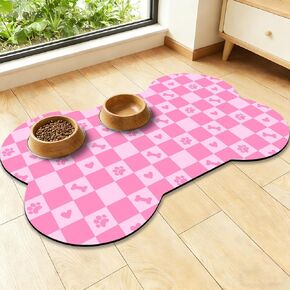 Bone Shaped Dog Food Mat, Absorbent Waterproof Non-Slip Pet Cat Bowl Mat for Food & Water Pet Supplies Checkered 19"*12" in Kuwait
