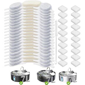 16 حزمة من مرشحات نافورة مياه الحيوانات الأليفة المتوافقة مع Smartoo 7L / 236oz / 1.8Gal نافورة مياه للكلاب من الفولاذ المقاوم للصدأ، استبدال فلتر نافورة الحيوانات الأليفة، 16 مرشحًا + 16 إسفنجة + فرشاة تنظيف in Kuwait