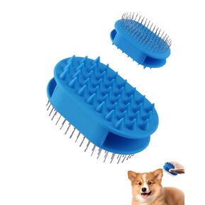 Double-Sided Dog Brush for Shedding, Silicone Dog Brush for Long Haired Dogs, Deshedding Brush Pet Brushing Comb for Grooming, Massage & Skin Care Brush - Pet Supplies in Saudi Arabia