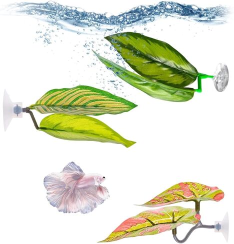 3 Pcs Betta Hammock, Rainbow Iridescent Floating Fish Cave, 3D Printed PLA Aquarium Resting Spot with Feeder Ring, Betta Hideout Shrimp Cave for Nano Tank in Kuwait
