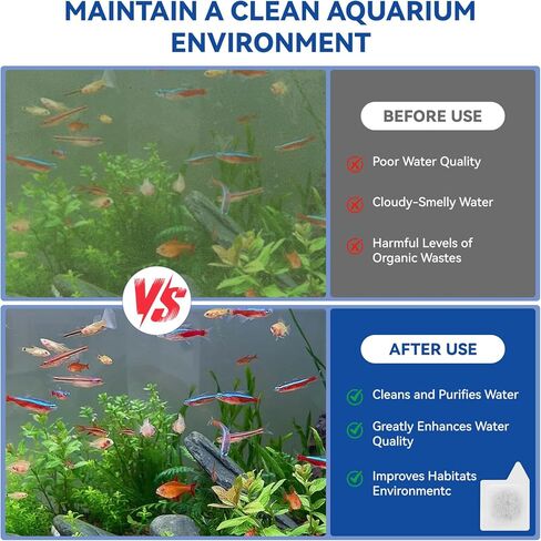 12 Pack Replacement Filter Cartridges - XS Replacement for Koller Products Extra Small Fish Tanks Filter, Refilled Filter Cartridges (XS) Size for Aquarium Kits Less 3 Gallons Aquarium Accessories in Kuwait