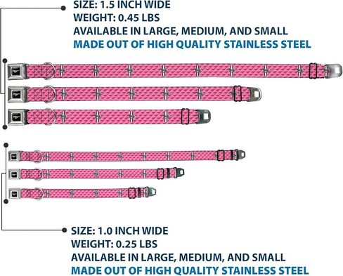 Buckle-Down Dog Collar Seatbelt Buckle Ford Mustang Bars Text Pink Logo Repeat 11 to 17 Inches 1.0 Inch Wide in Kuwait