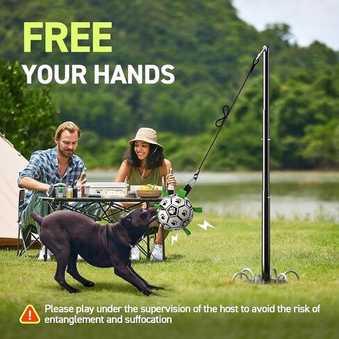QDAN Tether Tug Outdoor Dog Toy, Durable Interactive Dog Toy with Adjustable Pole, Outdoor Toys for Dogs, Soccer Ball, Self-Play & Tug of War Toy for Small Medium Large Dogs in Kuwait