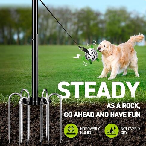 QDAN Tether Tug Outdoor Dog Toy, Durable Interactive Dog Toy with Adjustable Pole, Outdoor Toys for Dogs, Soccer Ball, Self-Play & Tug of War Toy for Small Medium Large Dogs in Kuwait