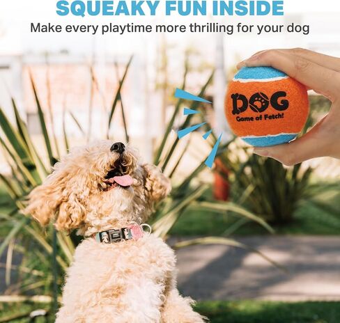 AMA SPORT Squeaky Tennis Balls for Dogs 2.0" Small Dog Tennis Balls for Throwing and Fetching Dog Toys for Training, Exercise, High Bouncing 4 Pack (Orange Light Blue) in Kuwait