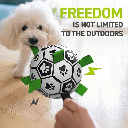 QDAN Tether Tug Outdoor Dog Toy, Durable Interactive Dog Toy with Adjustable Pole, Outdoor Toys for Dogs, Soccer Ball, Self-Play & Tug of War Toy for Small Medium Large Dogs in Kuwait