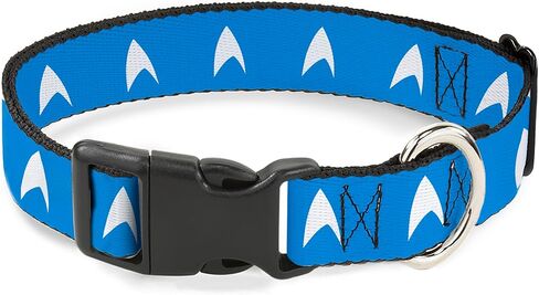 CBS Studios Inc. Pet Collar, Dog Collar Plastic Buckle, Star Trek Starfleet Insignia Blue White, 15 to 24 Inches 1.0 Inch Wide in Kuwait