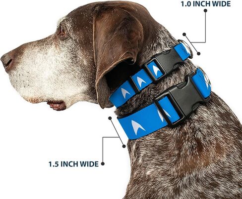 CBS Studios Inc. Pet Collar, Dog Collar Plastic Buckle, Star Trek Starfleet Insignia Blue White, 15 to 24 Inches 1.0 Inch Wide in Kuwait