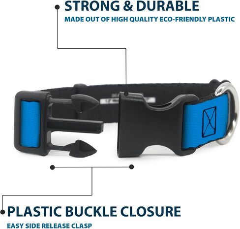 CBS Studios Inc. Pet Collar, Dog Collar Plastic Buckle, Star Trek Starfleet Insignia Blue White, 15 to 24 Inches 1.0 Inch Wide in Kuwait