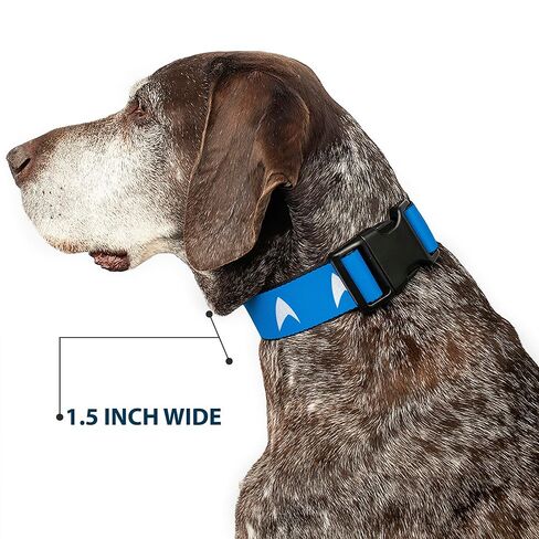 CBS Studios Inc. Pet Collar, Dog Collar Plastic Buckle, Star Trek Starfleet Insignia Blue White, 15 to 24 Inches 1.0 Inch Wide in Kuwait