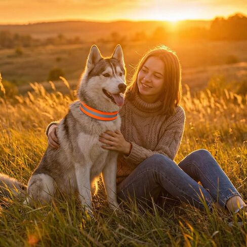 Reflective Dog Collar, Blaze Orange High Visibility Pet Collars Adjustable Pet Collars with Quick Release Fastener Safe Comfortable Dog Walking Accessories for Small Medium Large Pets in Kuwait