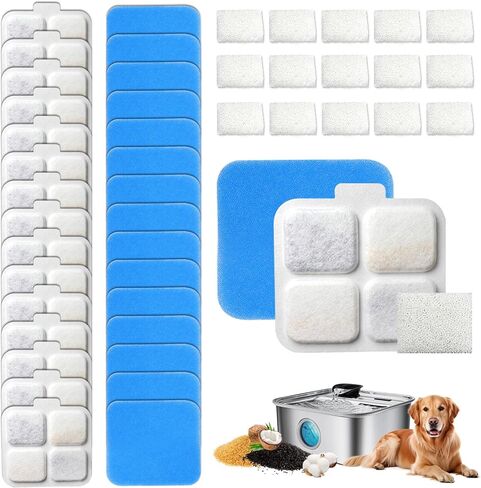 16 مجموعة استبدال فلتر نافورة المياه للكلاب متوافق مع نافورة الفولاذ المقاوم للصدأ Oneisall PW07SAU 10L/2.64Gal، تتضمن 16 مرشحًا، و16 مرشحًا مسبقًا و16 إسفنجة مضخة، ونظام ترشيح متعدد الطبقات in Kuwait