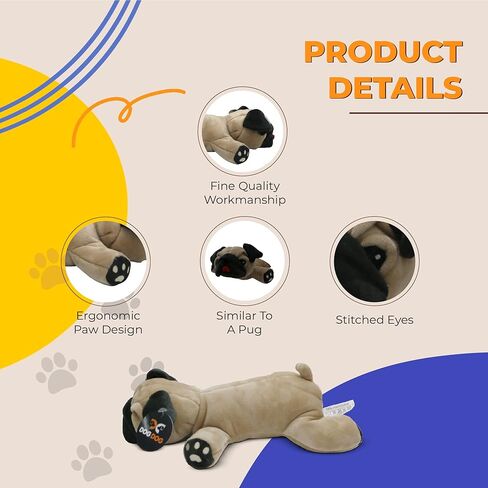 Dog Dog Pug Stuffed Animal Fawn Color Plush Toy with Squeaker in Kuwait