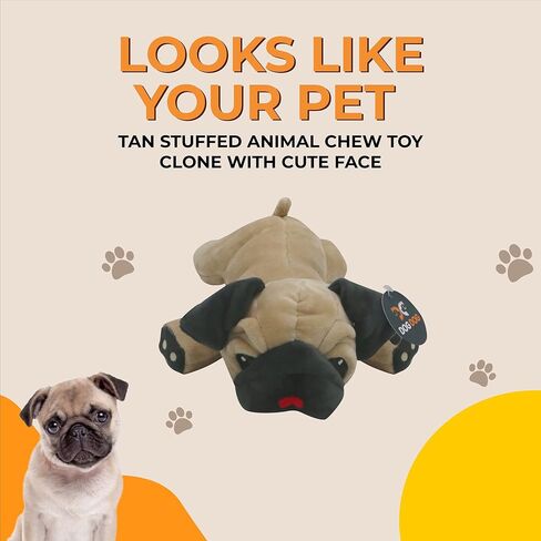 Dog Dog Pug Stuffed Animal Fawn Color Plush Toy with Squeaker in Kuwait
