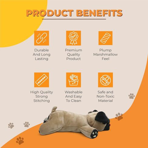 Dog Dog Pug Stuffed Animal Fawn Color Plush Toy with Squeaker in Kuwait
