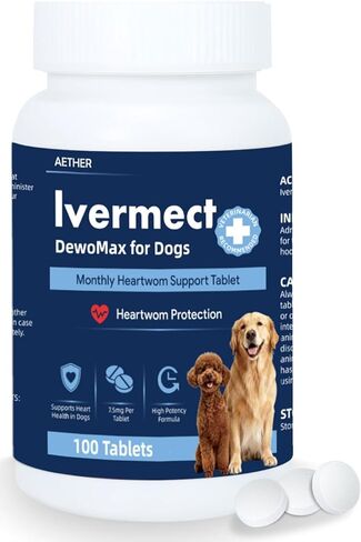 Young Heart for Dogs, lvermect Tablets for Dog – Hawthorn Prevention for Dogs, Heart Health, Circulatory & Cardiovascular System – 7.5 mg, 100 Tablets in Kuwait