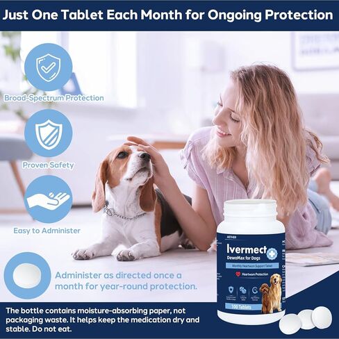Young Heart for Dogs, lvermect Tablets for Dog – Hawthorn Prevention for Dogs, Heart Health, Circulatory & Cardiovascular System – 7.5 mg, 100 Tablets in Kuwait