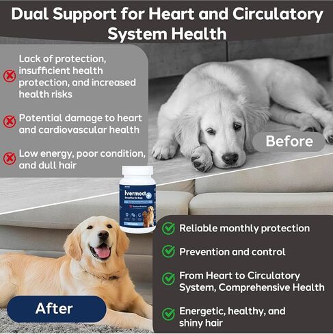 Young Heart for Dogs, lvermect Tablets for Dog – Hawthorn Prevention for Dogs, Heart Health, Circulatory & Cardiovascular System – 7.5 mg, 100 Tablets in Kuwait